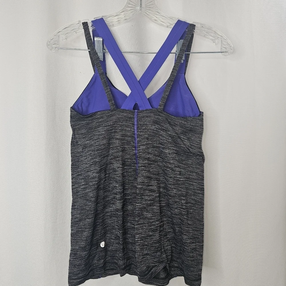 Lululemon Tank Top Womens 6 Heathered Black Purple Athletic Racerback Yoga